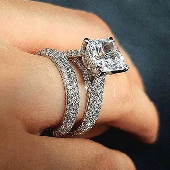 2022 Noi Produse de Lux Pernă Tăiat Diamant S925 Argint Set Inel de Nunta pentru Femei, Cadou de Aniversare de Bijuterii en-Gros