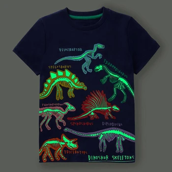 2023 Baieti de Vara Noua Moda T-shirt din Bumbac, cu Luminoase de Dinozaur Copii Moale și Confort Maxim pentru Copii 2-7 Ani
