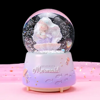 Astronaut Glob De Cristal Music Box Zăpadă Prințesă Sirenă Ornamente Cadou De Ziua De Nastere Pentru Fete Pentru Copii De Craciun Glob De Cristal Cadou