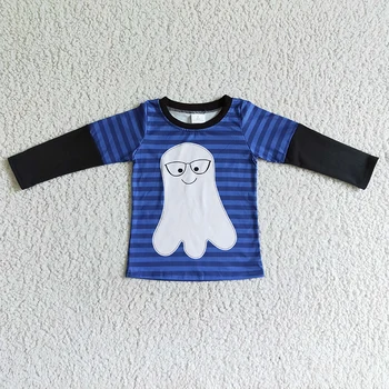 Halloween Copii Baietel Din Bumbac Negru Cu Maneci Lungi Tricou Fantomă Stripe Top Pentru Copii En-Gros Copil Groază De Vacanță Haine Noi