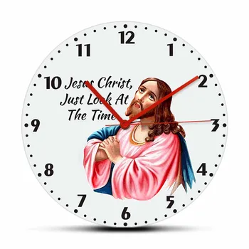 Isus Hristos Doar Uita-te La Timp Tăcut Non-bifarea Ceas de Perete Irlandez Umorului Christian Home Decor Ceasuri Religioasă Dumnezeu Darul