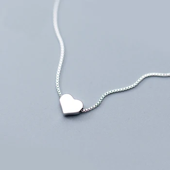 MloveAcc Argint 925 Dragoste Inima Coliere & Pandantiv Simplu de Lux Coliere pentru Femei Bijuterii de Moda Colar Bijoux