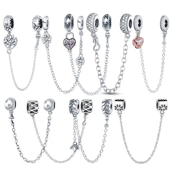 plata farmecul ley 925 original se potrivesc pandora brățară colier pentru femei Nou lanț de siguranță, farmecul șirag de mărgele de argint 925 pandantiv bijuterii