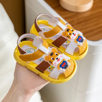 Vara Baieti Fete Sandale Cu Sunet Moale de Jos Vindeca de Desene animate de Animale Printuri Respirabil Casual Copii Sun Sandale Pantofi