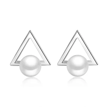 XIYANIKE Mare Brand de Argint de Culoare Triunghi Pearl Cercei din Argint Pentru Femei Cercei Sterling-silver-bijuterii Brincos VES6319