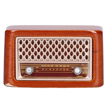 1:12 Casă De Păpuși De Radio Miniaturale Retro Drăguț Radio Model Din Lemn, Mobilier Casă De Păpuși Tranzistor De Radio În Miniatură A Juca Jucărie