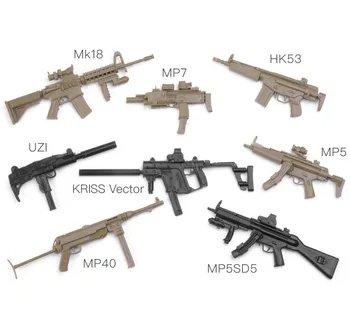 1:6 4D Arma Model de Generația a 3-Asamblarea de Arme de foc MP7 UZI MP5 MP40 Pistol Mitralieră Pușcă de Asalt de Asamblare figurina Jucarie