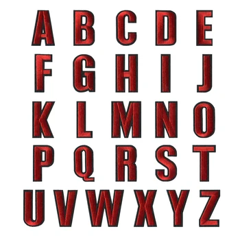 1 BUC O-Z 0-9 Impact Font Roșu și Negru engleză Alfabet Litere Brodate Coase pe insigna de Fier pe Patch-uri Pentru Haine, Sac de Pantaloni