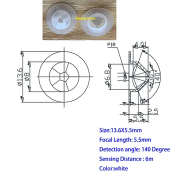 1 BUC Optice de Plastic PMMA Corp Uman Inducție Infraroșu, Lentile Fresnel Sensibilitate Ridicată Concav Convex Lentile