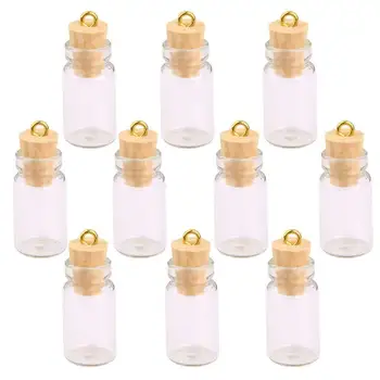 10 buc Mini-Flacoane de Sticlă Flacoane Mici de Plută în Miniatură Clar Borcane de Sticlă Multi Utilizare Dop de Plută Doresc Sticlă (Model Lung Și dop de Plută