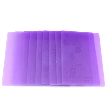 1BUC/lot Violet Plastic Nail Art Timbru steaua de mare Coajă Placa de Imagine Dantelă Flori Frunze Unghiilor Stamping Placa Linie Bufnita Imagine