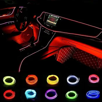 1M/3M/5M Fir de Benzi cu LED-uri Lumina de Neon Mașină de Iluminat Interior Benzi Auto Benzi cu LED-uri de Lumină Ambientală Auto Interior Led Lampă Decorativă