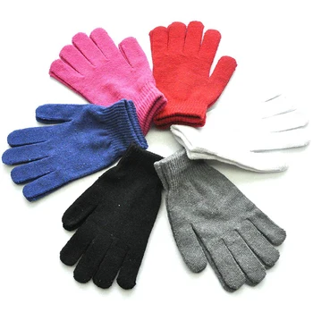 1Pair Unisex Negru Complet Deget, Mănuși pentru Femei, Bărbați de Lână Tricot Încheietura mâinii de Bumbac Mănuși de Cald Iarna Mănuși de Lucru Multicolor