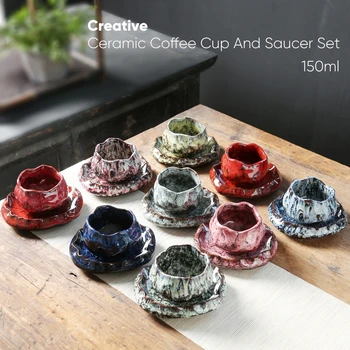1Set Floare de Lotus Ceramice Cană Cafea și Farfurie Cesti de Ceai si Farfurie de Seturi de Ceramica Cana de Portelan de Cafea de uz Casnic Cupa en-Gros