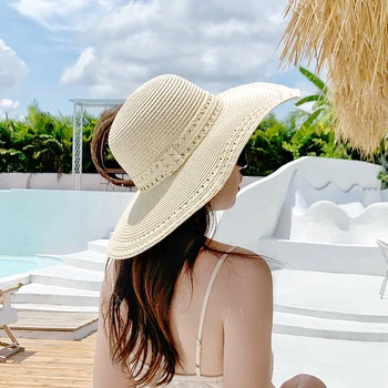 2021 Pălării pentru Femei de Vară Mare Pălărie de Paie Floppy Margine Largă de Soare Capac de Plaja Pliabil Pălării de Soare UV Pălării Dropshipping en-Gros