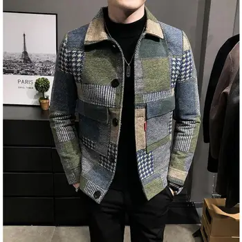 2022 Bărbați de Iarnă Lână Sacou Costum Nou de Înaltă calitate Auto-cultivare Caldura de Moda Casual Maj Îmbrăcăminte Carouri Bărbați Blazer Coat
