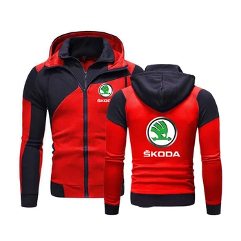 2022 Skoda Logo Mens Jacheta Hanorac Fleece Hoody Bumbac cu Fermoar, Hanorace Harajuku Masculin cusatura Design cu Glugă pulover de Îmbrăcăminte