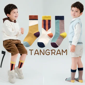 3 Perechi Pachet de Șosete pentru Copii de Primavara Toamna coreeană de Moda cu Dungi Copii Băieți Fete Sosete de Bumbac pentru 3-12Y Copii