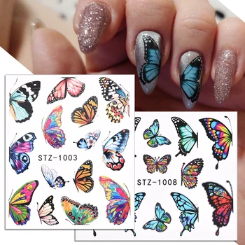 3D Acuarelă Fluture Autocolante Unghiilor Gradient Fluture Colorat Hortensie Unghii Glisante Decal Apă Tatuaj Pentru Decorarea Unghiilor