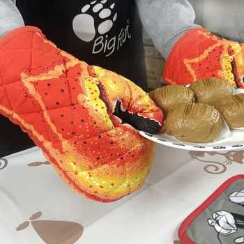 3D Crab / Formă de Pește Îngroșarea Bumbac Cuptor Mănuși Termorezistente Mănușă de Bucătărie de Gătit Cuptor cu Microunde Mitt Izolate Non-alunecare Manusa