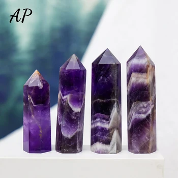 4-8CM Naturale de Cuarț Hexagonale Bagheta Vis Cristal de Ametist Coloană de Piatră de Vindecare de Energie Violet Cristal Turnul Decor Acasă