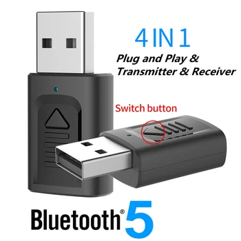 4 În 1 Bluetooth 5 0 Audio Receptor-Transmițător Wireless Adapter Mini 3 5mm AUX Stereo Bluetooth Transmițător Pentru TV, PC, Masina
