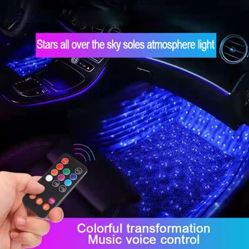 4buc Auto Interior LED RGB Lumina Benzi Styling Decorative Atmosfera Lămpi Auto Interior Picior de Muzică Ușoară Atmosferă Picior Lampa