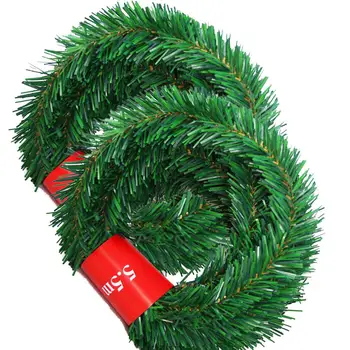5.5 m de Pin de Brad Artificiale Ghirlanda Decor Pom de Crăciun Ghirlanda Decorativa Verde Roșu de Crăciun Pom de Crăciun Rattan Banner Decor