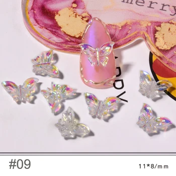 50PC Aurora Fluture Decoratiuni Unghii AB Fluturi și Panglici (12 Stiluri) Arcuri Cabochon pentru Unghii Bijuterii DIY Unghii Ornament