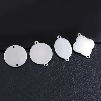 50pcs 20mm Dublu Gaura din Oțel Inoxidabil Ștanțare Tag-uri Oglindă Lustruit Farmece Conector pentru Bratari Colier Bijuterii DIY Găsirea