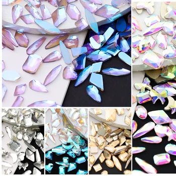 50PCS 3D Aurora AB Violet Mix Diamant Fațete Hetero Forme de Sticlă, Bijuterii Flatback Nail Art Pietricele Cristal Decoratiuni Pietre