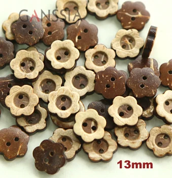 50pcs/lot 13-15mm Naturale de Forma de Flori de Cocos Butoane Shell Butonul pentru DIY Scrapbooking (kk-1141)