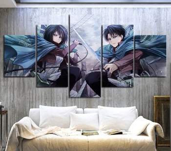5pcs Anime Atac pe Titan Levi Mikasa Ackerman și Modular de Perete Postere de Arta Canvas HD Imagini Imprimate Picturi în Ulei Decor Acasă
