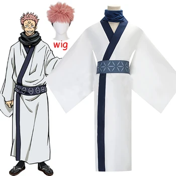 Anime Jujutsu Kaisen Ryomen Sukuna Cosplay Costum Adult, Bărbați, Femei, Costume De Kimono Hanfu Corset Albastru Costum De Halloween Peruca