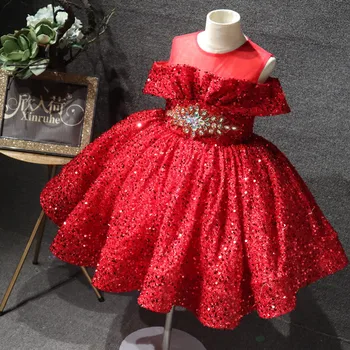 Anul nou fetita costum pentru Copii Concurs de fata rochie cu Paiete printesa Lolita rochie baby girl dress 2-12 ani
