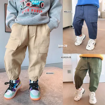 Baieti Pantaloni pentru Copii Pantaloni de Bumbac Copilul 2022 Primavara Toamna Casual Culoare Solidă Salopete Stil de Îmbrăcăminte coreeană