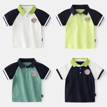 Baieti tricou de Vară 2021 coreean Maneci Scurte Pulover pentru Copii cu Maneci Scurte T-shirt Desene animate Scrisoare Tricou Polo Haine la Modă