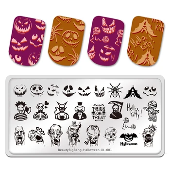 BeautyBigBang Halloween XL-001 Ștanțare Plăcuțe de Diavolul Dovleac Zombi Imagine din Oțel Inoxidabil Matrita Unghii Art Stamp Șablon