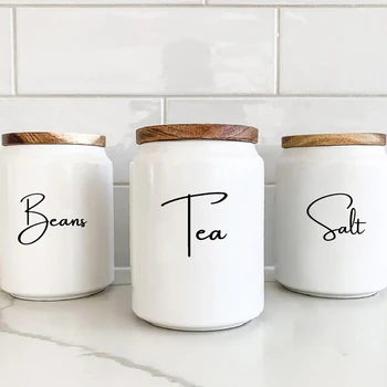 Bucătărie Organizare A Colectorului De Etichete Autocolant Decal Impermeabil Ceai, Cafea, Zahăr, Bicarbonat De Sare Citate De Vinil De Artă Murală Decalcomanii