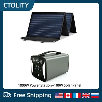 Camping 1000w Stație de Putere Portabil Cu Panou Solar 100W Kit Complet Fotovoltaico Generator Solar Power Bank Baterie 18650