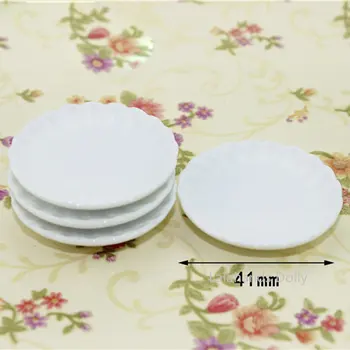 Casă de păpuși Mini 4 cm și 5 cm Dimensiune Ceramic garnitură Placă Mini Alimente Juca Scena Model pentru Păpuși Mobilier de Bucatarie Accesorii