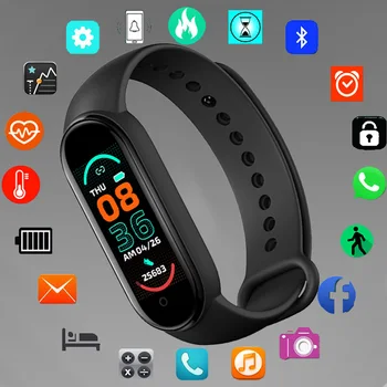 Ceas Digital inteligent M6 Ceasuri de mana cu Rata de Inima de Monitorizare a Presiunii arteriale Memento Apel Informații Împinge Fitness Brățară