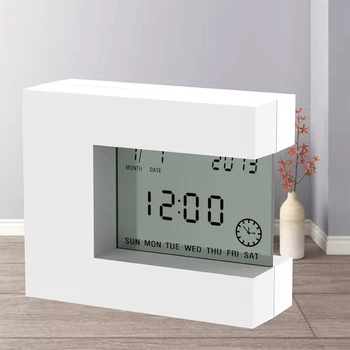 Ceas Electronic Home Decor de Birou cu LCD Digital Calendar Data de Alarmă Temporizator Temperatura Baterii Pătrat
