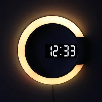 China de Înaltă Calitate cu LED-uri oglindă ceas de perete ceas de perete digital Ceas Digital cu Alarma Temperatura 7 Culoare Lumina RGB