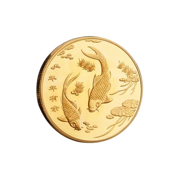Chineză Doi Pești Koi Monedă de Aur Mascota Norocos Monede de Colectie pentru Feng Shui Decor de Argint Insigna Suveniruri