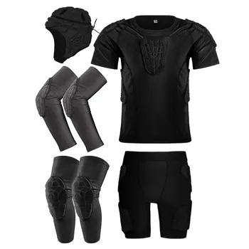 Copii Fotbal Portar de Compresie T-shirt Uniformă Căptușit Negru Tricou de Fotbal Pentru Biciclete de Baseball pantaloni Scurți Pantaloni Costum Copii
