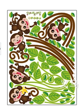 Copii Maimuță Junglă Copac DIY Creative Detașabil Autocolante de Perete de Artă Decalcomanii Camera Copiilor Decor Perete Autocolante de Desene animate