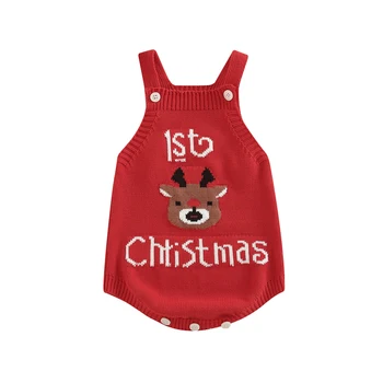 Copil Nou-Născut Fată Băiat Tinutele De Crăciun Ren Fără Mâneci Pulover Tricotate Romper Bodysuit Toamna Iarna Haine