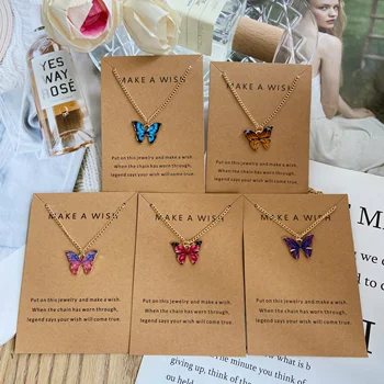 Coreea Moda Drăguț Colorat Fluture Pandantiv Colier Pentru Femei De Culoare De Argint Colier Statement Bijuterii Cadou Dropshipping