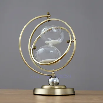 Creativitatea metal Clepsidra Timer de sticlă se Rotească globul de Aur rezumat decorațiuni interioare Moderne accesorii, Artizanat, mobilier